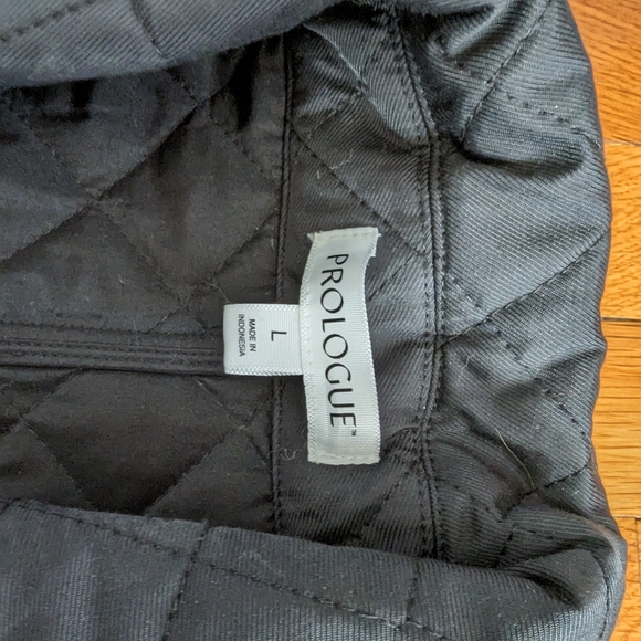 Women’s Long Sleeve Quilted Jacket - Prologue™ Sz L cotton blend. Black. Belted. - Picture 6 of 15